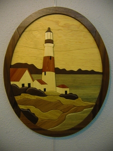 Lighthouse Point by artist Elwyn Bowker at Manley Art Center and Gallery.